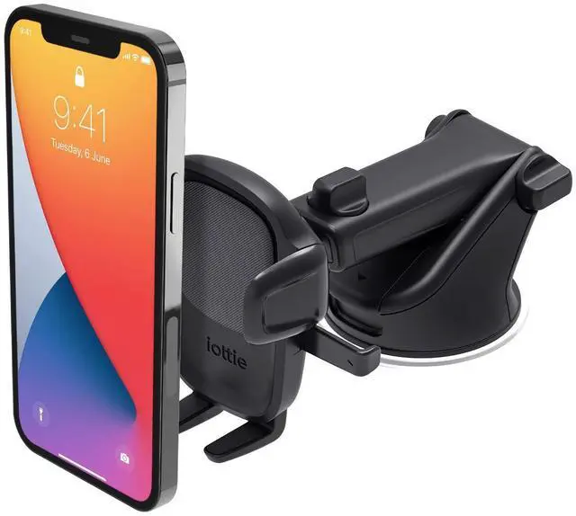 Alt view image 8 of 14 - Easy One Touch Signature Dashboard & Windshield Universal Car Mount Phone Holder Desk Stand with Suction Cup Base and Telescopic Arm for iPhone, Samsung, Google, More Smartphones