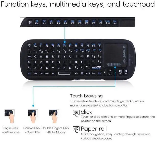 Alt view image 9 of 14 - 2.4G Mini Wireless Keyboard with Touchpad Mouse Combo, Lightweight Portable Keyboard Controller, Compatible with Android TV Box/PC/Tablets/PS4/Raspberry Pi 3/HTPC KP-810-19S