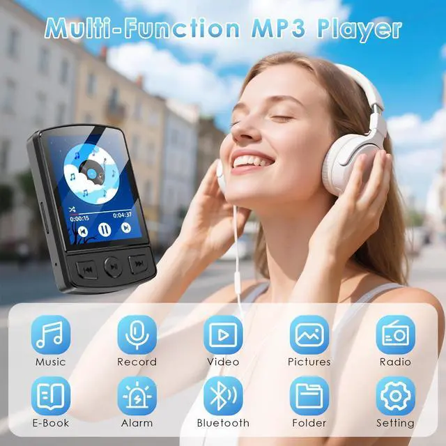 Alt view image 13 of 14 - MP3 Player with Bluetooth 5.2, 64GB Portable MP3 Player with Clip, Mini MP3 Music Player with Earphones FM Radio E-Book Reading HiFi-Speaker, Best Gift for Music Lovers