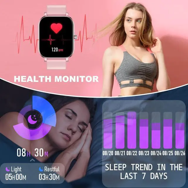 Alt view image 12 of 14 - Smart Watch for Women Fitness Tracker Watch for Android/iOS Phones, Activity Trackers and Smartwatches with Heart Rate/Sleep Monitor, Step Counter, Waterproof Smart Watches