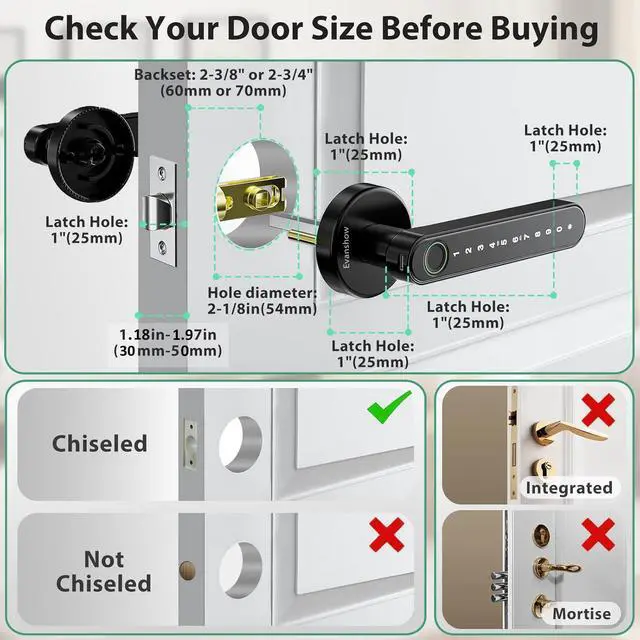 Alt view image 10 of 14 - Fingerprint Door Lock Biometric Door Knob with Keypad Keyless Entry, Door Locks for Bedrooms, Home Hotel Office Apartment