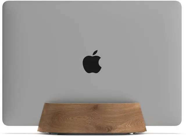Alt view image 8 of 14 - Vertical Laptop Stand in Black Walnut Wood, Upright Adjustable Holder and Dock, Laptop Vertical Stand Fits MacBook Pro and Other Laptops .5" to 1.5", Clamshell Compatible