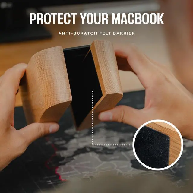 Alt view image 13 of 14 - Adjustable Vertical Laptop Stand for Desk, Wooden Laptop Holder, MacBook Pro Stand, Wood Mac Air Dock (Solid Oak)