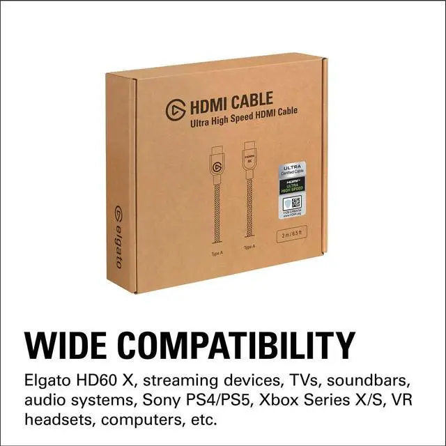Alt view image 10 of 12 - Ultra High Speed HDMI Cable Certified HDMI 2.1, 48 Gbit/s, Supports 8K@60Hz, 4K@120Hz, Dynamic HDR, eARC, Dolby Atmos, Compatible with HD60 X, Sony PS4/PS5, Xbox Series X/S etc., 6.5ft