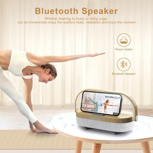 Alt view image 13 of 14 - Nightstand Lamp with Wireless Charger,Unique Gifts for Women 4 in 1 Touch Bedside Lamp,Bluetooth Speaker Lamp,Portable Phone Holder,Dimmable LED Night Light Birthday Gifts for Her, Him, Mom,Dad