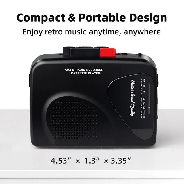 Alt view image 12 of 12 - Cassette Player Tape Recorders AM/FM Radio, Portable Tape Player Records Built in Speakers Manual Record - 2AA Battery Or DC 5V Supply with 3.5MM Earphone- Black