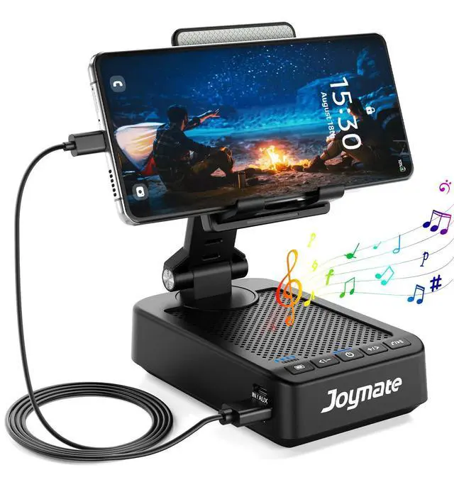 Alt view image 8 of 14 - Gifts for Men Women, Phone Stand with Bluetooth Speaker and Charging Function 360° Rotable Angle Adjustable Cell Phone Holder with HD Stereo Sound Fits All Phones,Tablet (Black)