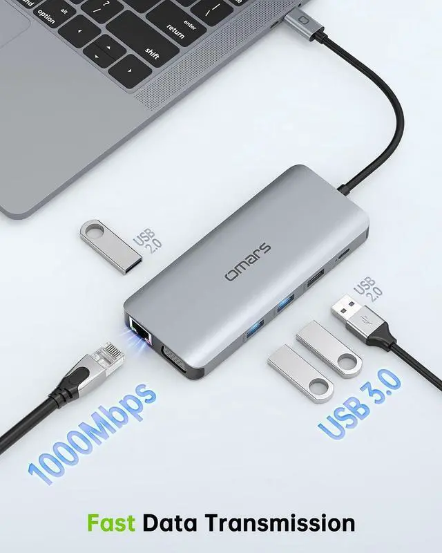 Alt view image 14 of 14 - USB C Laptop Docking Station Dual Monitor HDMI for Dell HP 11 in 1 Type USB C Hub Triple Display Multiport Adapter Dongle to 2 HDMI 4K Ethernet 4 USB PD SD TF VGA for MacBook Lenovo Surface