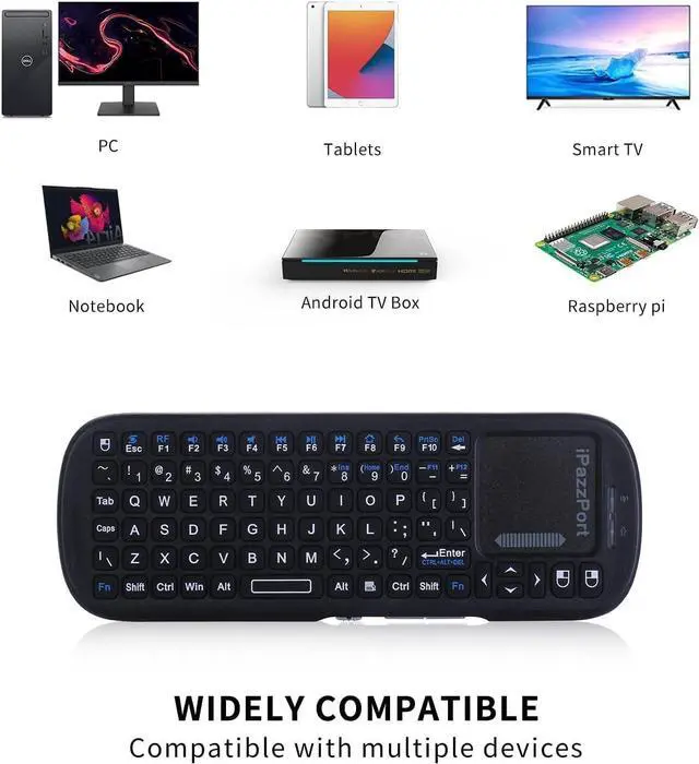 Alt view image 11 of 14 - 2.4G Mini Wireless Keyboard with Touchpad Mouse Combo, Lightweight Portable Keyboard Controller, Compatible with Android TV Box/PC/Tablets/PS4/Raspberry Pi 3/HTPC KP-810-19S