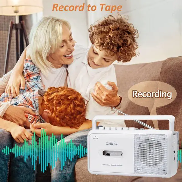 Alt view image 9 of 14 - Portable Cassette Player with AM/FM Radio, Casette Tape Player Recorder with Headphone Jack, Cassette Boombox for Home and Travel, Elderly Gift, Audio to Cassette Converter AC/Battery Power