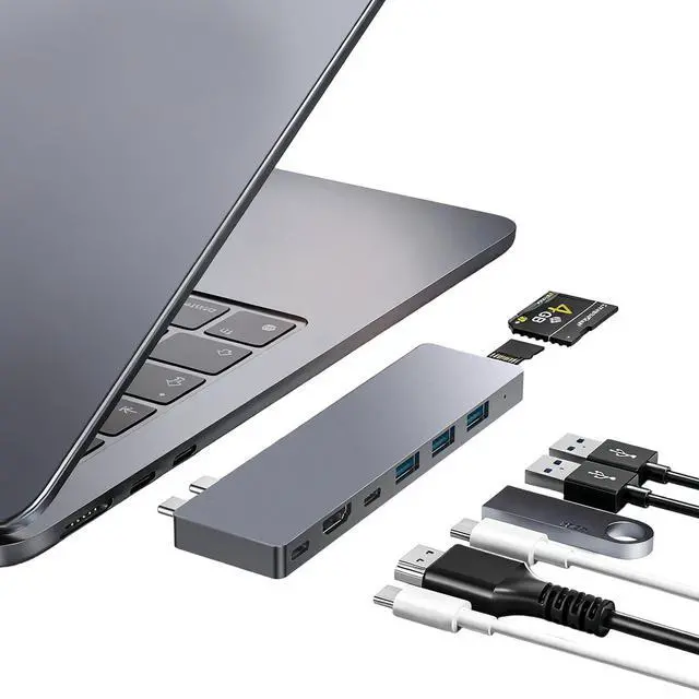 Alt view image 8 of 14 - USB C Hub,8 in 2 USB Adapter for MacBook Pro AirThunderbolt 4 Dock 100W PD, 40Gbps, 4K HDMI, USB C 3.0, 3 USB A 3.0, SD/TF Card Reader, Compatible with MacBook Pro Air M1/M2/M3/M4