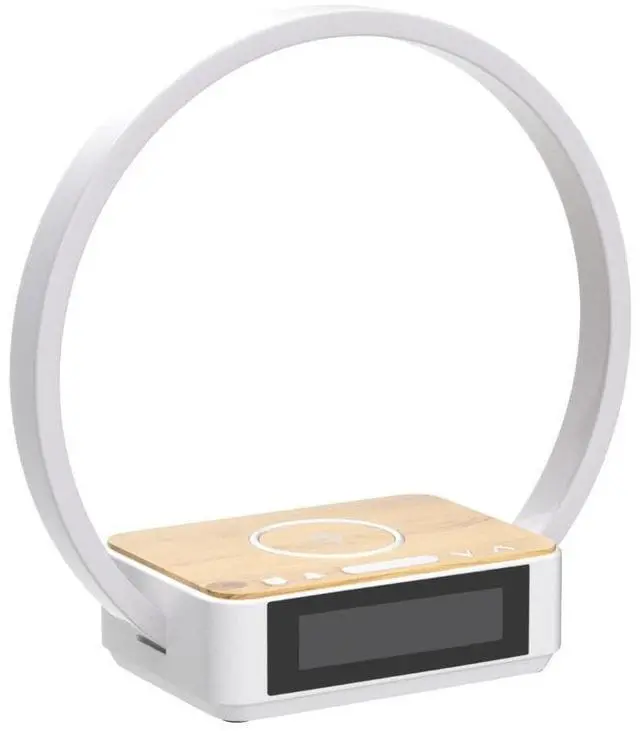 Alt view image 11 of 14 - Bedside Lamp with Alarm Clock,Touch Lamp with Wireless Charger,Nightlight for Bedroom,Sunrise Wake-up Light,3-Grade Dimmable,Birthday Gifts for Her,Women,Men,Mom,Daughter,Girlfriend(Wood Grain)
