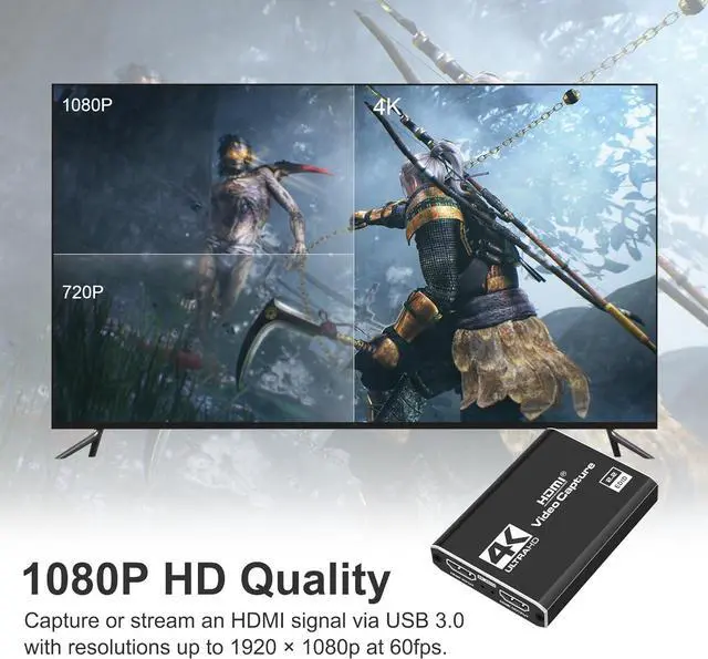 Alt view image 12 of 12 - 4K HDMI Capture Card USB 3.0 1080P 60FPS Gaming & Streaming Video Capture Card with HDMI Loop-Out, Plug & Play, Low-Latency Recording for PS5/PS4/Xbox/Switch/OBS/PC/Mac