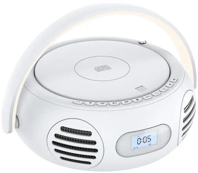 Alt view image 8 of 14 - CD Player Portable with Bluetooth, Boombox CD Players for Home with Stereo Sound & Bass Boost, FM Radio, USB/AUX Playback, LED Handle Light, Rechargeable Battery for Gift