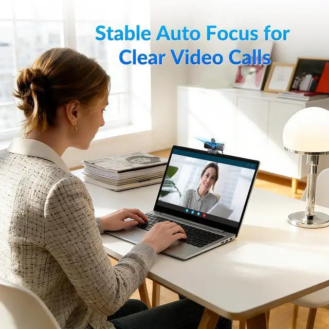 Alt view image 11 of 14 - 4K Webcam for PC with 2 Noise-Cancelling Microphones, Stable Auto Focus, Plug&Play Computer Camera for Online Teaching, Meetings, and Remote Communication