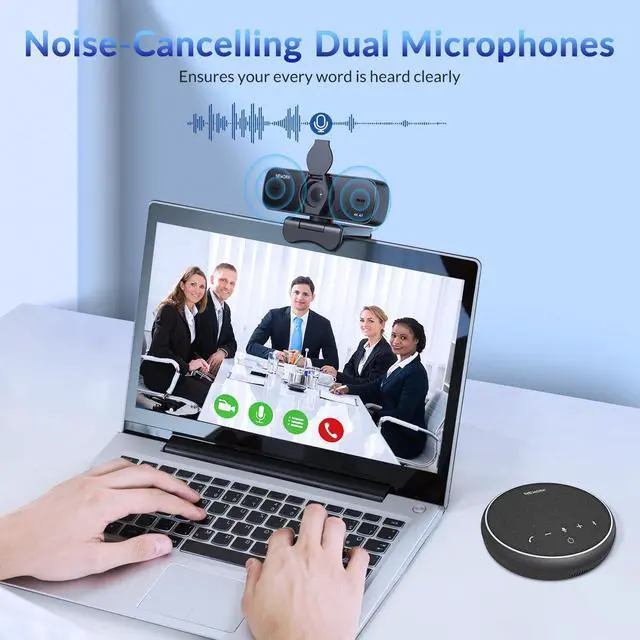 Alt view image 10 of 14 - 4K Webcam for PC with 2 Noise-Cancelling Microphones, Stable Auto Focus, Plug&Play Computer Camera for Online Teaching, Meetings, and Remote Communication