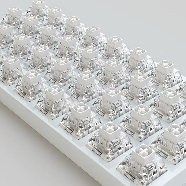 Alt view image 12 of 14 - White Clicky Keyboard Switch,3-pin 45gf Pre-Lubed Dustproof Waterproof RGB SMD Key Switches for 3D Prints and Mechanical Gaming Keyboard(White,108pcs)