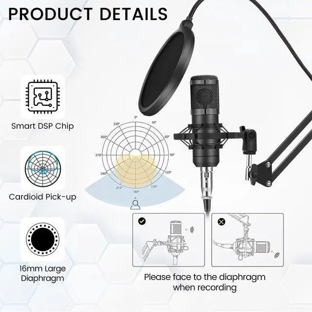 Alt view image 9 of 14 - Podcast Equipment Bundle, Recording Studio Package with Podcast Microphone and Voice Changer, Live Sound Card - Audio Interface for Laptop Computer Vlog Living Broadcast Live Streaming YouTube TikTok