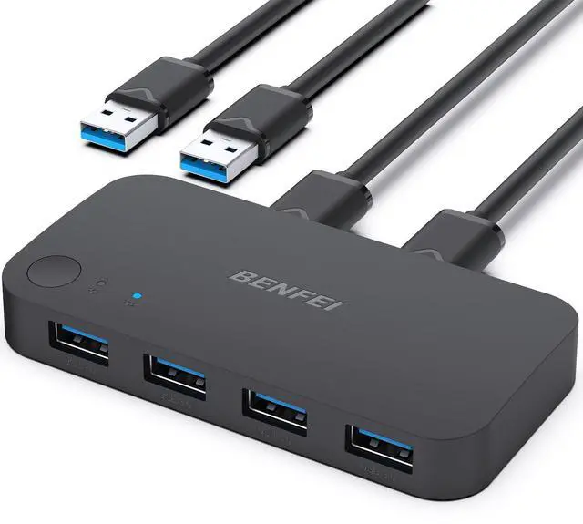 Alt view image 8 of 14 - USB 3.0 Switch, USB Switch 2 Computers Share 4 USB for PC, Mouse, Keyboard, Printer, Scanner, USB KVM Switch Selector Compatible with Windows, Mac, Linux