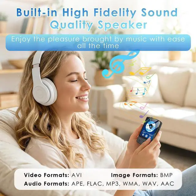 Alt view image 11 of 14 - MP3 Player with Bluetooth 5.2, 64GB Portable MP3 Player with Clip, Mini MP3 Music Player with Earphones FM Radio E-Book Reading HiFi-Speaker, Best Gift for Music Lovers