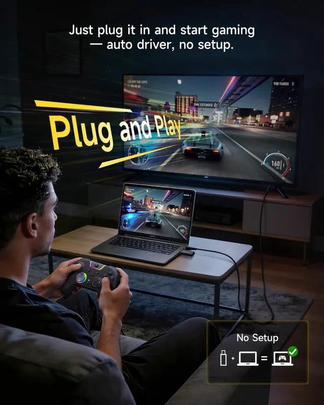 Alt view image 11 of 14 - X05Pro Wireless PC Controller Quiet-Press Buttons, 2-Stage Impulse Triggers, 2 Programmable Buttons, Hall Joysticks, 1000mAh Battery, 1000Hz Polling Gaming Controller for PC/Switch/Android/iOS
