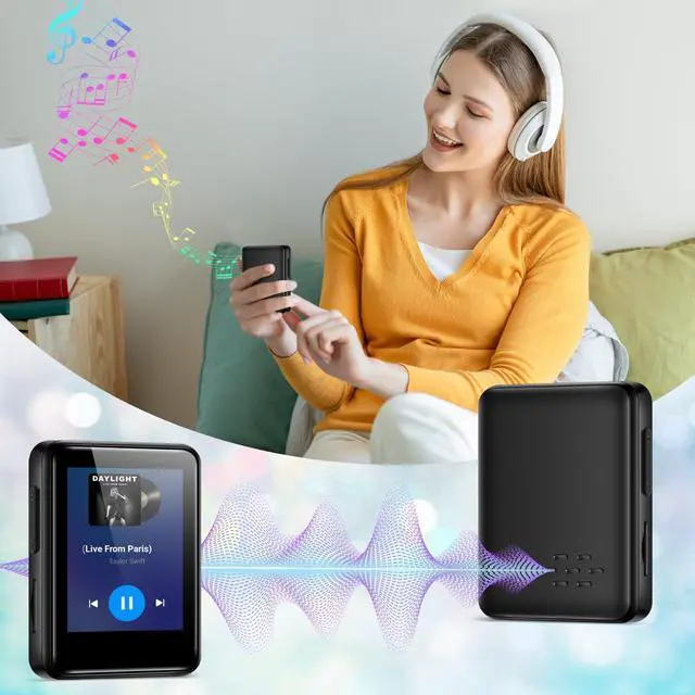 Alt view image 14 of 14 - MP3 Music Player 32GB with Bluetooth, Portable Mini Music Player with 1.8 inch Screen, Speakers, FM Radio, Recorder, Up to 512GB, Black