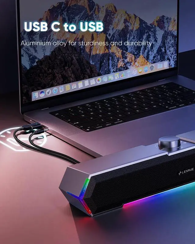 Alt view image 12 of 12 - G11 Computer Speakers for Desktop, Touch Lights PC Speakers with Surge Clear Sound, USB C/USB Powered for Computer Desktop PC Laptop Monitor