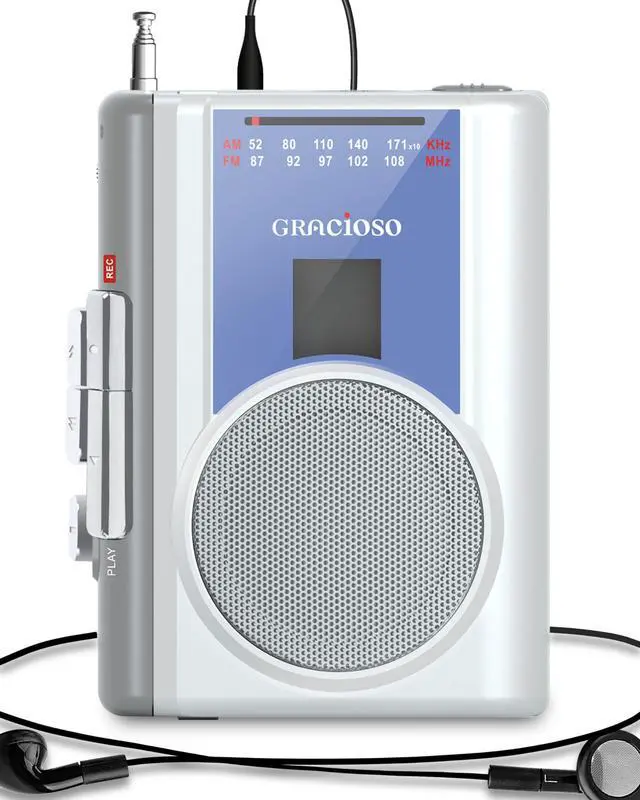 Alt view image 8 of 14 - Protable Cassette Recorder Player: AM FM Compact Cassette Tape Player with Big Speaker & Earphone Jack, Build in Microphone,Cassette Player Powered by DC or AA Battery