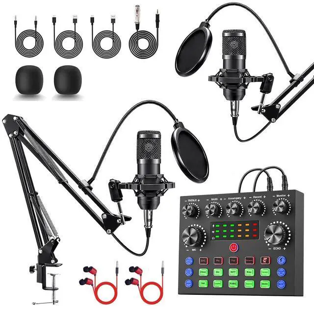 Alt view image 8 of 14 - Upgraded Podcast Equipment Bundle for 2, Podcast Equipment with BM-800 Microphone & V8s Sound Card, Podcast Microphone Bundle for Podcasting, Recording, Singing, Streaming and Gaming