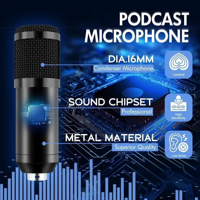 Alt view image 9 of 14 - Upgraded Podcast Equipment Bundle for 2, Podcast Equipment with BM-800 Microphone & V8s Sound Card, Podcast Microphone Bundle for Podcasting, Recording, Singing, Streaming and Gaming