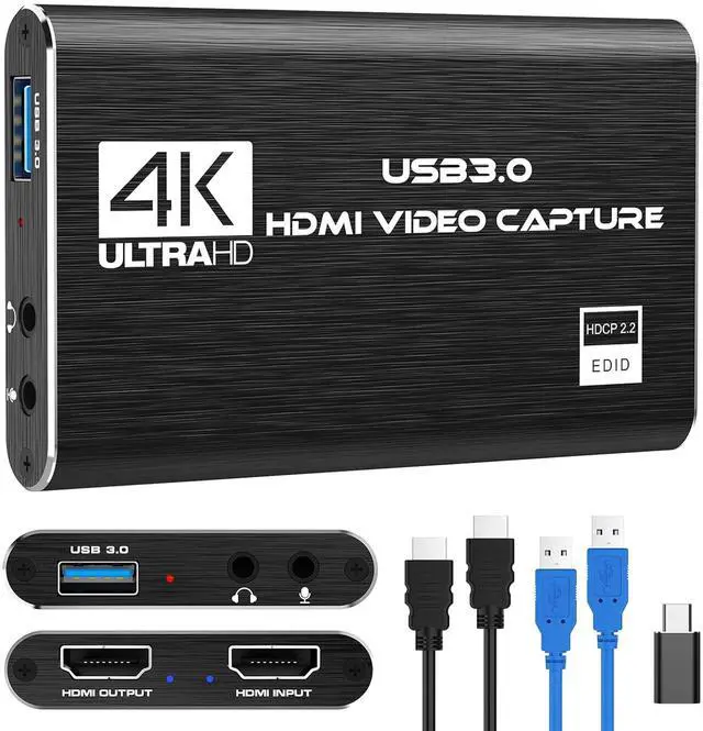 Alt view image 8 of 14 - 4K HDMI Capture Card for Streaming, Full HD 1080P 60FPS USB 3.0 Cam Link Game Audio Video Capture Card, Work with Camera/Nintendo Switch/Xbox/PS4/PS5/PC/OBS (Black)