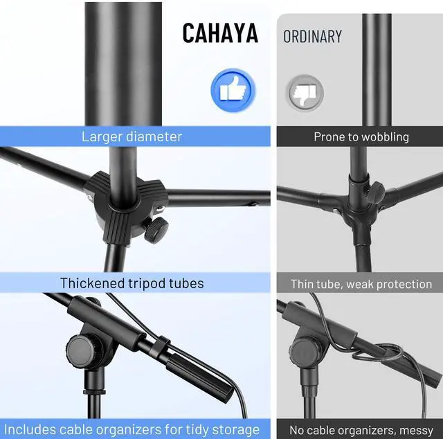 Alt view image 9 of 14 - Mic Stand Floor Adjustable - Tripod Boom Arm Microphone Stand with Carrying Bag 2 Mic Clips 3/8" to 5/8" Adapter for Singing Podcast Compatible with Blue Yeti Shure SM58 SM48 Fifine K669B