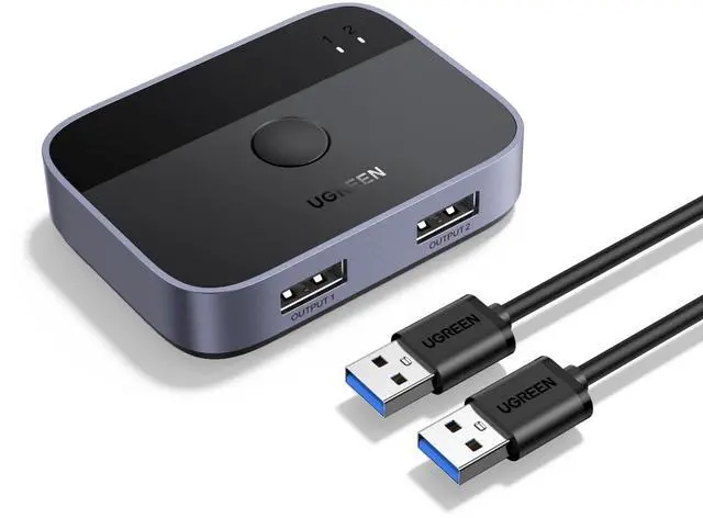 Alt view image 8 of 14 - USB 3.0 Switch 2 in 2 Out, USB Switcher 2 Computers Sharing Keyboard and Mouse Printer Scanner Webcam, Printer Splitter for 2 Computers, 2 Port USB Selector Switch with 2 USB3.0 Cables
