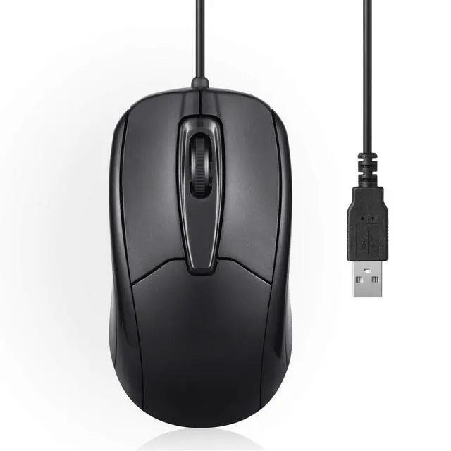 Alt view image 7 of 12 - 209 3 Button USB Wired Mouse - Optical - 1000 DPI - 5.9 Ft Cable - Black