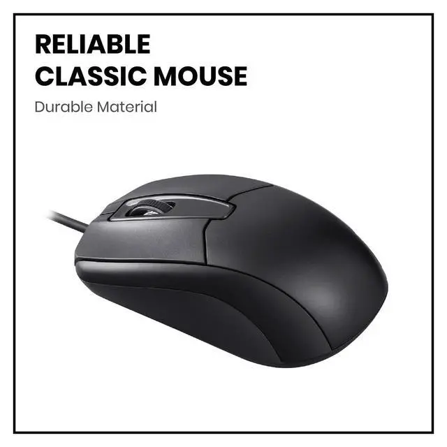Alt view image 8 of 12 - 209 3 Button USB Wired Mouse - Optical - 1000 DPI - 5.9 Ft Cable - Black
