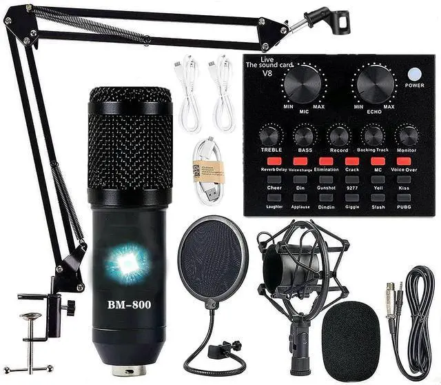 Alt view image 8 of 14 - Podcast Equipment Bundle, BM-800 Condenser with Voice Changer, Recording Studio Package - Podcast Microphone Bundle for Laptop, Streaming/Live Broadcast/YouTube Recording (AM200-V8)