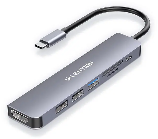 Alt view image 8 of 14 - USB C Hub with 100W Charging, 4K HDMI, Dual Card Reader, USB 3.0 & 2.0 Compatible MacBook Pro, New Mac Air/Surface, Chromebook, More, Stable Driver Adapter (CB-CE18, Space Gray)