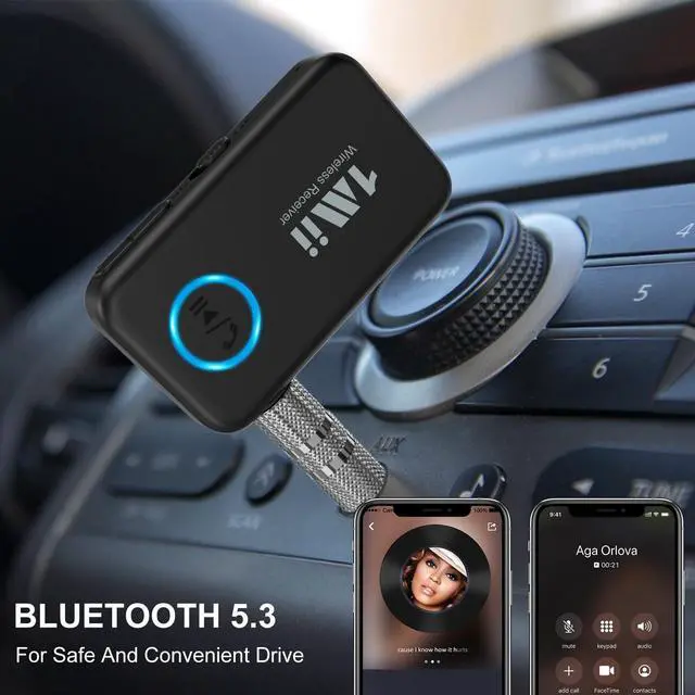 Alt view image 9 of 14 - Bluetooth 5.3 Music Receiver for Car/Home Stereo, Aux Bluetooth Adapter for Car with Volume Control Supports Hands Free Calls, 16H Battery Life