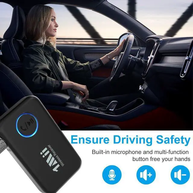 Alt view image 10 of 14 - Bluetooth 5.3 Music Receiver for Car/Home Stereo, Aux Bluetooth Adapter for Car with Volume Control Supports Hands Free Calls, 16H Battery Life
