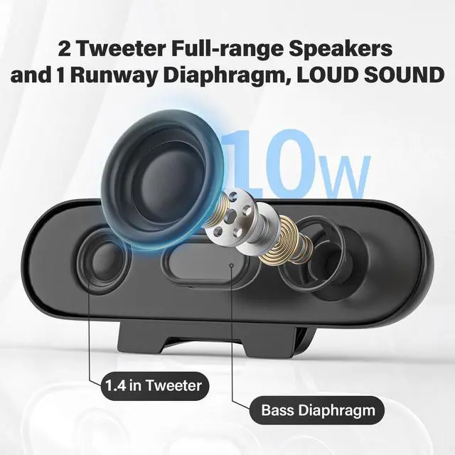 Alt view image 9 of 14 - Computer Speakers for Desktop Monitor,Single Speakers for Desktop PC,Laptop Speaker with Loud Sound,Volume Control Easily Clamps to Monitors(USB-C to USB Adapter Included) (Black)