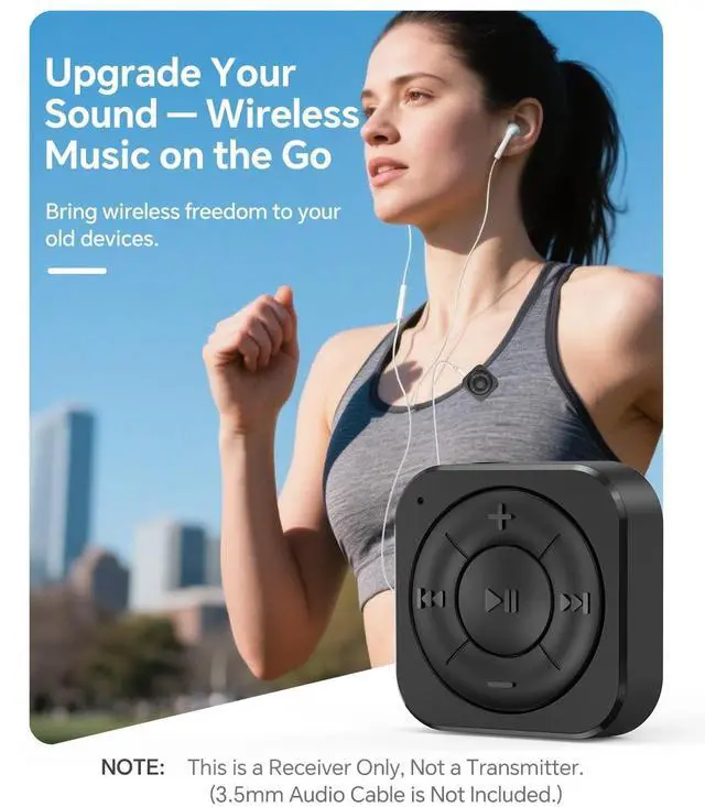 Alt view image 8 of 12 - Bluetooth 5.3 Audio Receiver for Wired Headphones, Car & Speakers, Bluetooth Headphone Adapter with Built-in Mic, Clip-On & Pass-Through Charging-BK