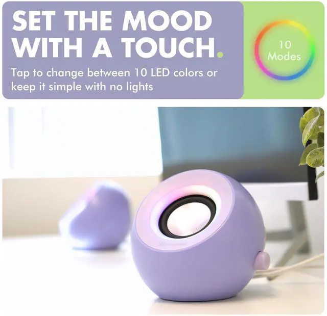 Alt view image 11 of 14 - Purple Computer Speakers for Desktop PC with RGB Lighting, Bluetooth, USB, and AUX - Triple Mode Connection, Dual 2.25" Drivers for Work and Play - Bluetooth PC Speakers - Purple