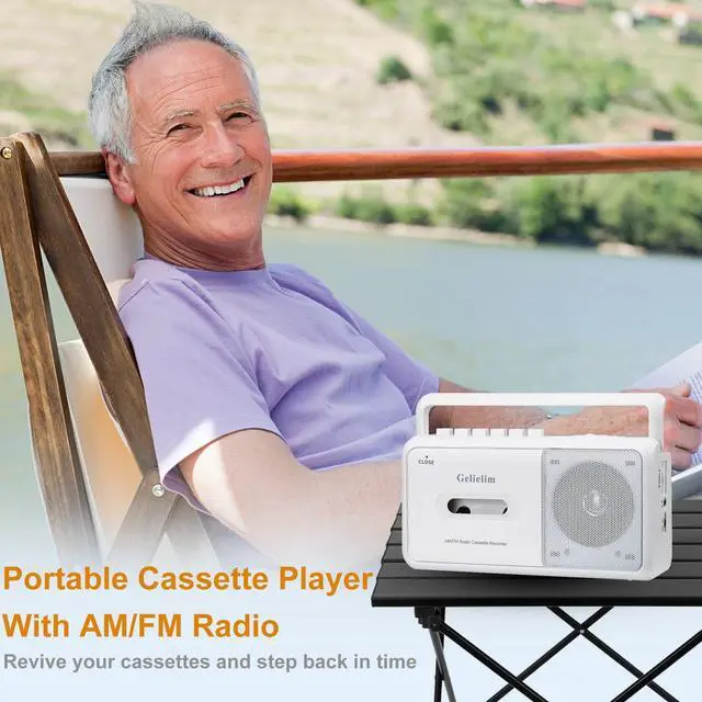 Alt view image 8 of 14 - Portable Cassette Player with AM/FM Radio, Casette Tape Player Recorder with Headphone Jack, Cassette Boombox for Home and Travel, Elderly Gift, Audio to Cassette Converter AC/Battery Power