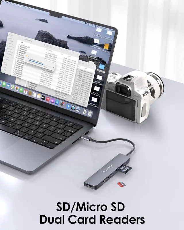 Alt view image 10 of 14 - USB C Hub with 100W Charging, 4K HDMI, Dual Card Reader, USB 3.0 & 2.0 Compatible MacBook Pro, New Mac Air/Surface, Chromebook, More, Stable Driver Adapter (CB-CE18, Space Gray)