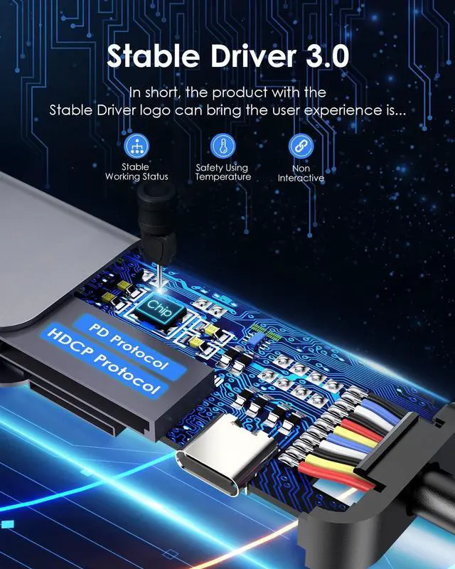 Alt view image 13 of 14 - USB C Hub with 100W Charging, 4K HDMI, Dual Card Reader, USB 3.0 & 2.0 Compatible MacBook Pro, New Mac Air/Surface, Chromebook, More, Stable Driver Adapter (CB-CE18, Space Gray)