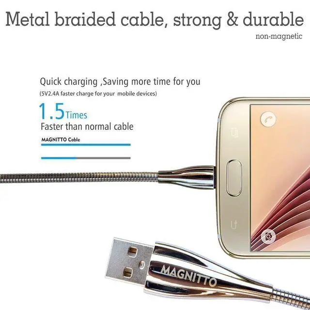 Alt view image 11 of 14 - USB Type C Cable, Metal Braided Cord 6ft 2-Pack, Fast Type-C Charger Durable USB-A to USB-C Charging Cable for Samsung Galaxy S21 S20+ S10 S9 S8 A51 Note PS5 Controller Pixel