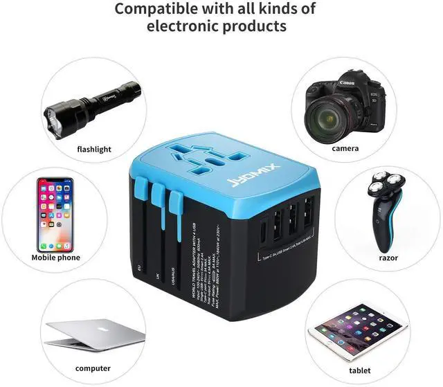 Alt view image 10 of 13 - All in One Universal USB Travel Power Adapter with 3 USB Port and Type-C International Wall Charger Worldwide AC Power Plug 8 Pin AC Socket for Multi-Nation Travel UK, EU, AU, Asia