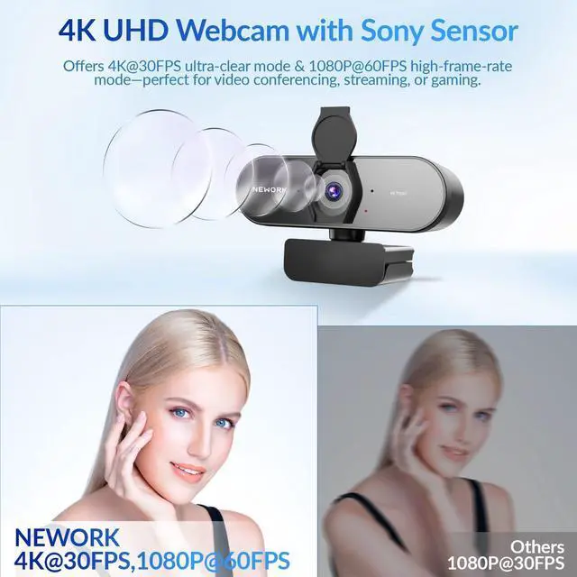 Alt view image 13 of 14 - 4K Webcam for PC with PDAF & CDAF Dual-autofocus, Ultra 4K HD, 2 Noise Reduction Mics, Auto Light Correction, USB-A, Privacy Cover, 79°FOV, Streaming Camera for PC, Mac, Laptop, Video Calls
