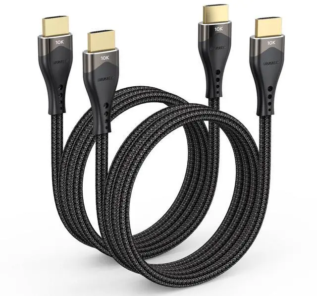 Alt view image 8 of 13 - 10K 8K HDMI Cable 3.3FT 2-Pack, 48Gbps High Speed HDMI 2.1 Cable 8K@60Hz, 4K@120Hz Nylon Braided HDMI Cord eARC, HDR10, HDCP2.2&2.3 for PS5/PS4, Monitor, Roku, HDTV, Laptop, PC, Blu-ray