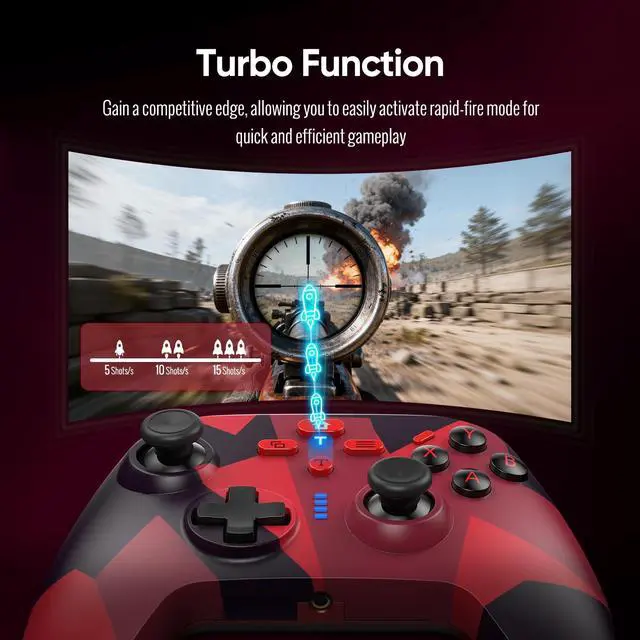 Alt view image 14 of 14 - Wireless Controller for Xbox one/Series X|S/Windows 10/11, 2.4GHz Gaming Gamepad with Hall Effect Joystick, Back Button, Marco/Turbo/Dual Vibration, 3.5mm Audio Jack (Red)